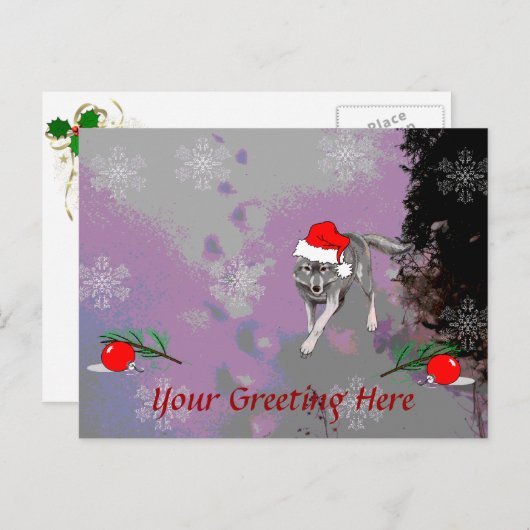 Wolf Christmas Feestdagenkaart (Voorkant / Achterkant)