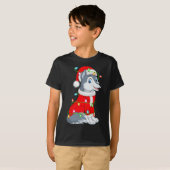 Wolf Christmas Lights Santa Costume Cute Animal Xm T-shirt (Voorkant volledig)