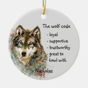 Wolf Code Inspirerend Waterverf Wilde dieren Keramisch Ornament
