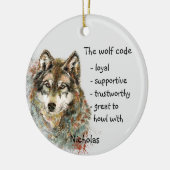 Wolf Code Inspirerend Waterverf Wilde dieren Keramisch Ornament (Links)