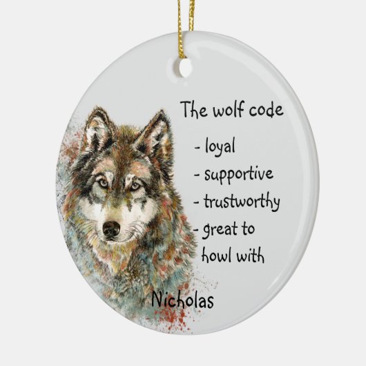 Wolf Code Inspirerend Waterverf Wilde dieren Keramisch Ornament (Links)
