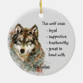Wolf Code Inspirerend Waterverf Wilde dieren Keramisch Ornament (Achterkant)
