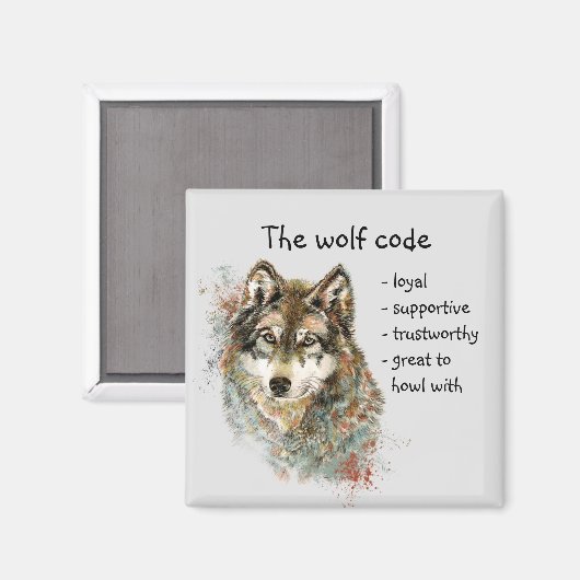 Wolf Code Inspirerend Waterverf Wilde dieren Magneet (Voorkant / Achterkant)
