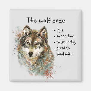 Wolf Code Inspirerend Waterverf Wilde dieren Magneet