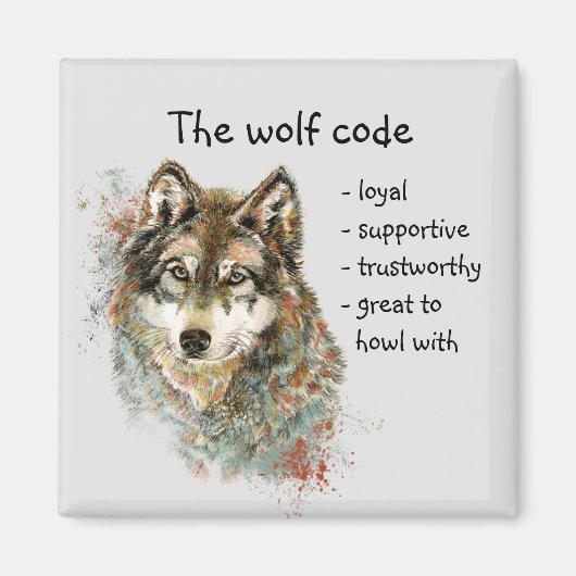 Wolf Code Inspirerend Waterverf Wilde dieren Magneet (Voorkant)