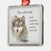 Wolf Code Inspirerend Waterverf Wilde dieren Metalen Ornament (Links)