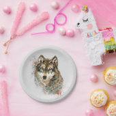 Wolf Code Inspirerend Waterverf Wilde dieren Papieren Bordje (Feest)