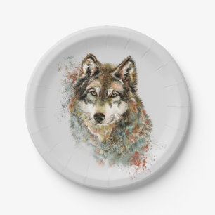 Wolf Code Inspirerend Waterverf Wilde dieren Papieren Bordje