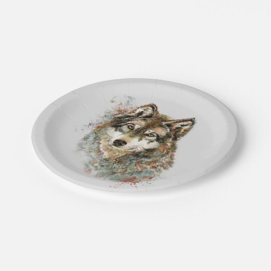 Wolf Code Inspirerend Waterverf Wilde dieren Papieren Bordje (Gekanteld)