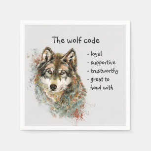 Wolf Code Inspirerend Waterverf Wilde dieren Servet