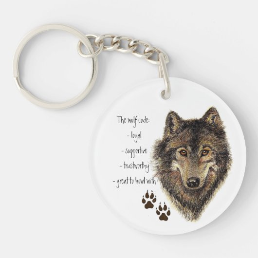 Wolf Code Quote, Wolven Dieren Sleutelhanger (Voorkant)