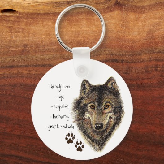 Wolf Code Quote, Wolves Animal Sleutelhanger (Voorkant)
