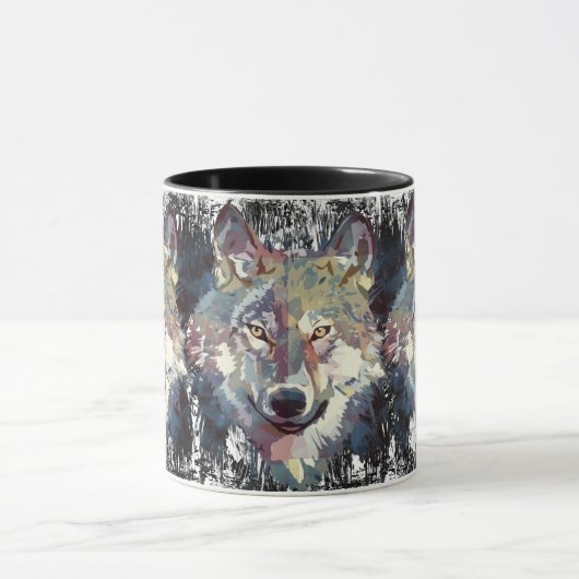 Wolf Coffee Mok - Retro Wolf Polygon (Midden)