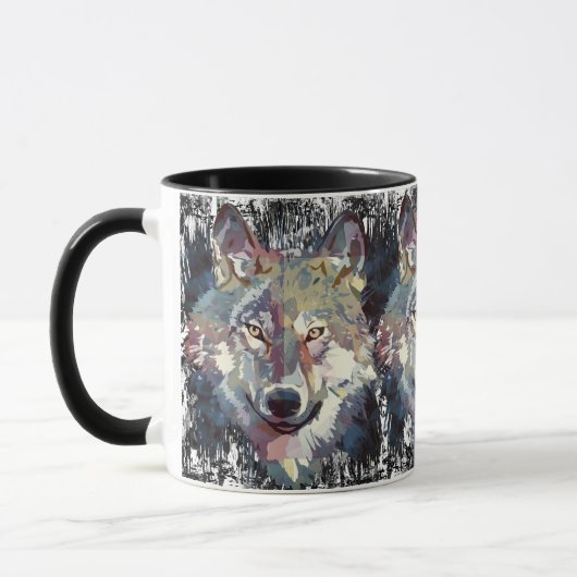 Wolf Coffee Mok - Retro Wolf Polygon (Links)
