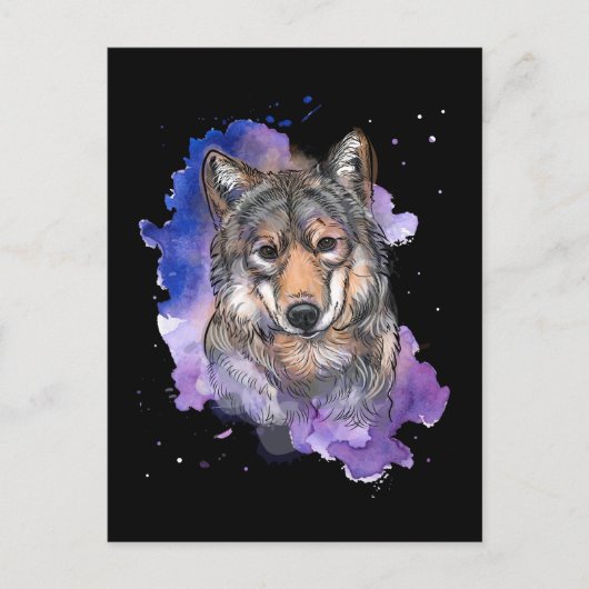 Wolf Colorful Hondenliefhebber Briefkaart (Voorkant)