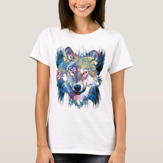 Wolf | Colorful Wolf Drawing | Abstract schilderen T-shirt (Voorkant)