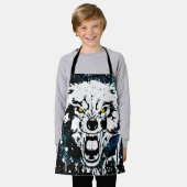Wolf | Colorful Wolf Drawing | Donkerblauw Schort (Gedragen)
