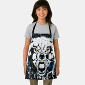 Wolf | Colorful Wolf Drawing | Donkerblauw Schort (Insitu)
