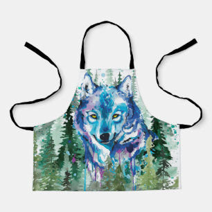 Wolf Colorful Wolf Drawing WATERVERF Schort