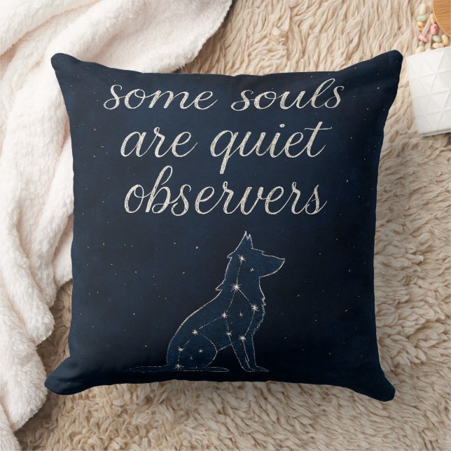 Wolf Constellation Indigo Celestial Throw Pillow Kussen (Deken)