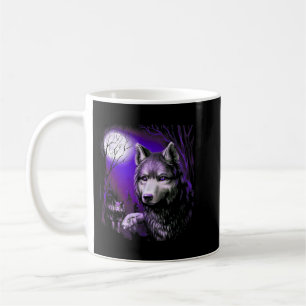 Wolf Cool Wolves Forest Tree Moon Koffiemok