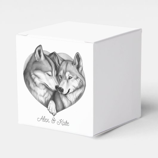 Wolf Couple Bedankdoosjes (Voorkant Zijde)