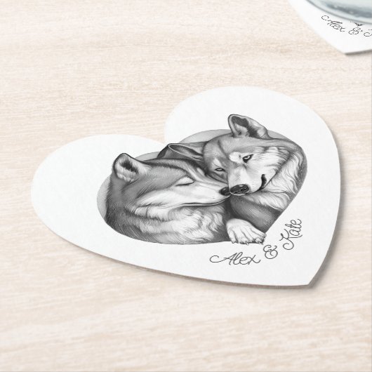 Wolf Couple Kartonnen Onderzetters (Gekanteld)