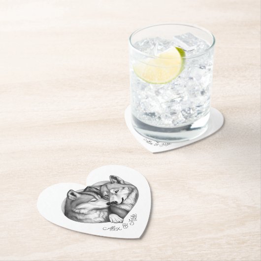 Wolf Couple Kartonnen Onderzetters (Insitu)