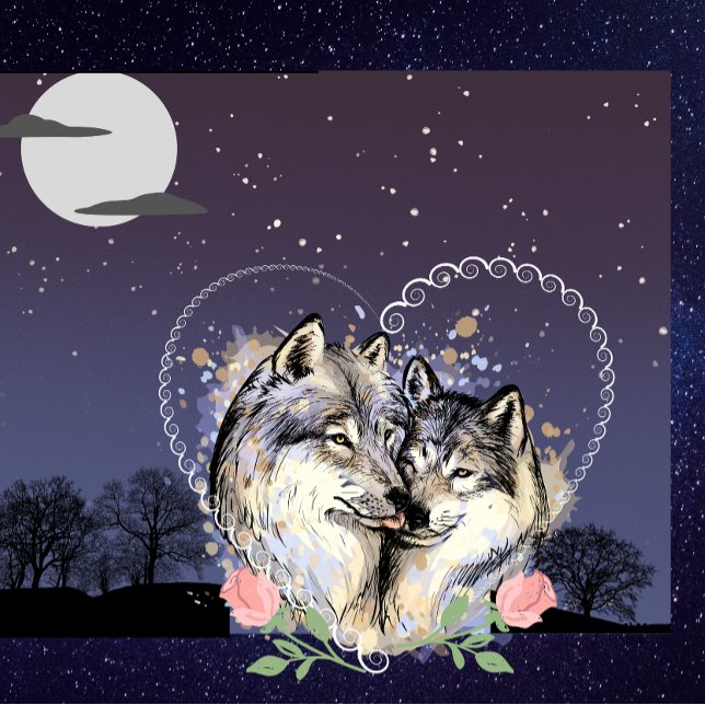 Wolf Couple Moon & Stars Sierkussen (Creator heeft geüpload)
