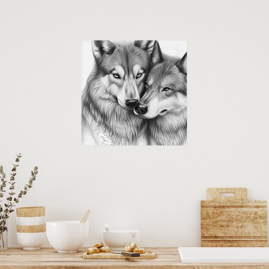 Wolf Couple Poster (Keuken)