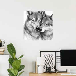 Wolf Couple Poster