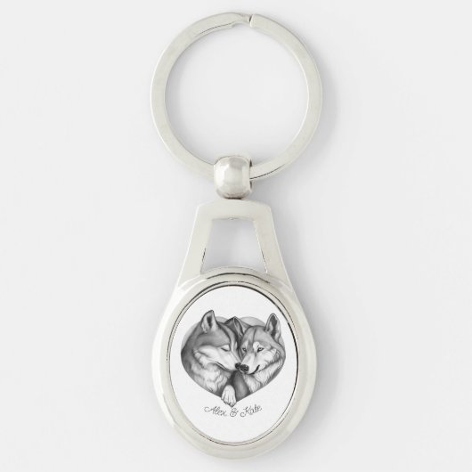 Wolf Couple Sleutelhanger (Voorkant)