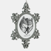 Wolf Couple Tin Sneeuwvlok Ornament (Links)