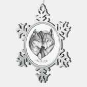 Wolf Couple Tin Sneeuwvlok Ornament (Rechts)