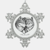 Wolf Couple Tin Sneeuwvlok Ornament (Voorkant)