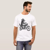Wolf Cowboy Riding Motorcycle T-shirt (Voorkant volledig)