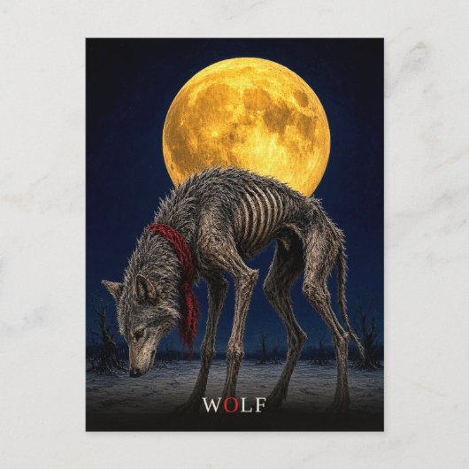 Wolf Cravat gotische Surrealist Briefkaart (Voorkant)
