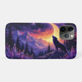 Wolf Crescent Moon Lavender Sunset Case-Mate iPhone Case (Achterkant (horizontaal))
