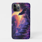 Wolf Crescent Moon Lavender Sunset Case-Mate iPhone Case (Achterkant)