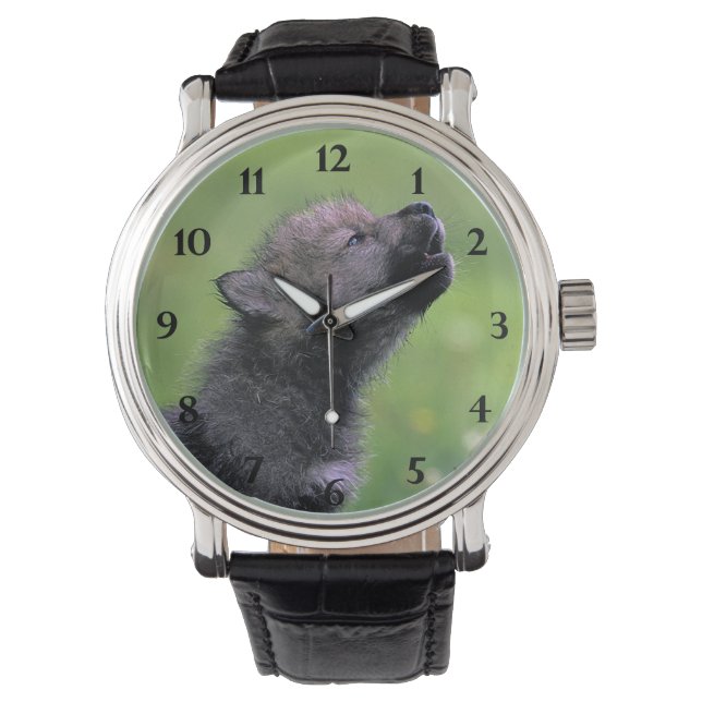 Wolf Cub Howling Horloge (Voorkant)