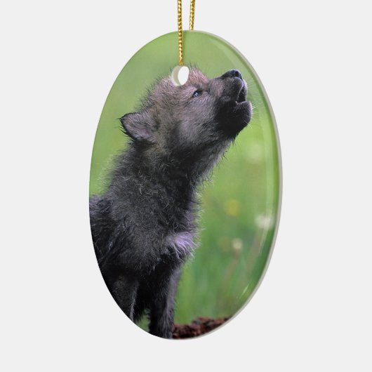 Wolf Cub Howling Keramisch Ornament (Links)