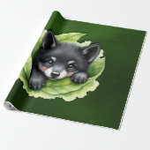 Wolf cub in the green:  cadeaupapier (Uitgerold)