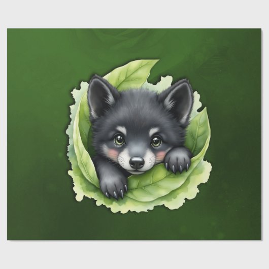 Wolf cub in the green:  cadeaupapier (Vlak)