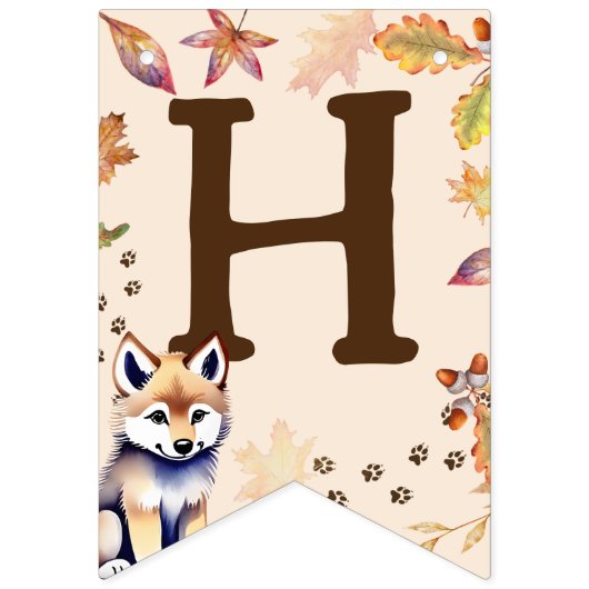 Wolf cub wild een bosrijke verjaardagsfeestbanner vlaggetjes (Tweede vlag)