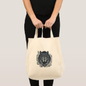 Wolf Cubisme Tribale Kunst Tote Bag (Voorkant (product))