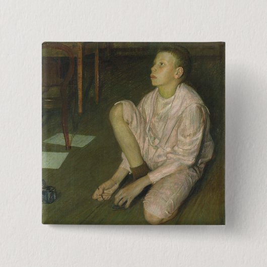 Wolf, de zoon van de kunstenaar, 1900 vierkante button 5,1 cm (Voorkant)