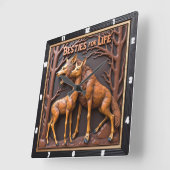 Wolf Deer Pair Woodland Vierkante Klok (Hoek)