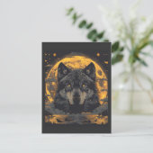 Wolf Design Briefkaart met Full Moon Stars (Staand voorkant)