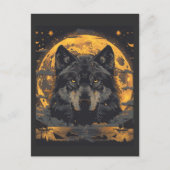 Wolf Design Briefkaart met Full Moon Stars (Voorkant)