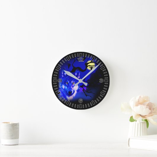 Wolf design, vierkante, unieke wandklok (Huis)